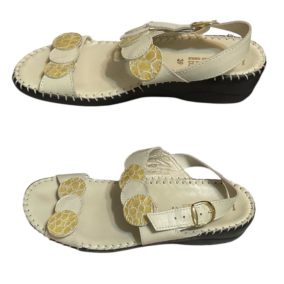 La Plume Fiora Cream & Gold Leather Sandals Size 39 NWOT - Picture 4 of 12